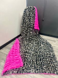 Silver Clouded Leopard Milan on Fuschia Sharpei