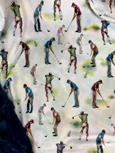 Load image into Gallery viewer, Golfer Print on Navy Hide
